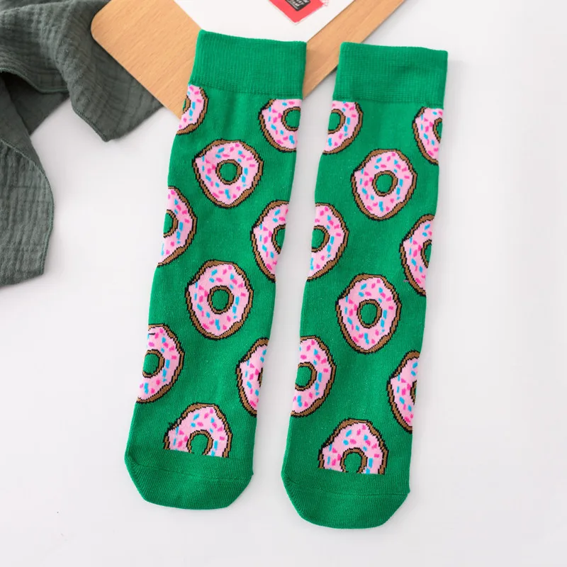 Harajuku счастливые носки унисекс футболка с забавным мультипликационным принтом «фрукты авокадо типа "банан" гамбургер картофель фри пива печенье для жареной курицы Еда носки скейтборд-7 - Цвет: 6