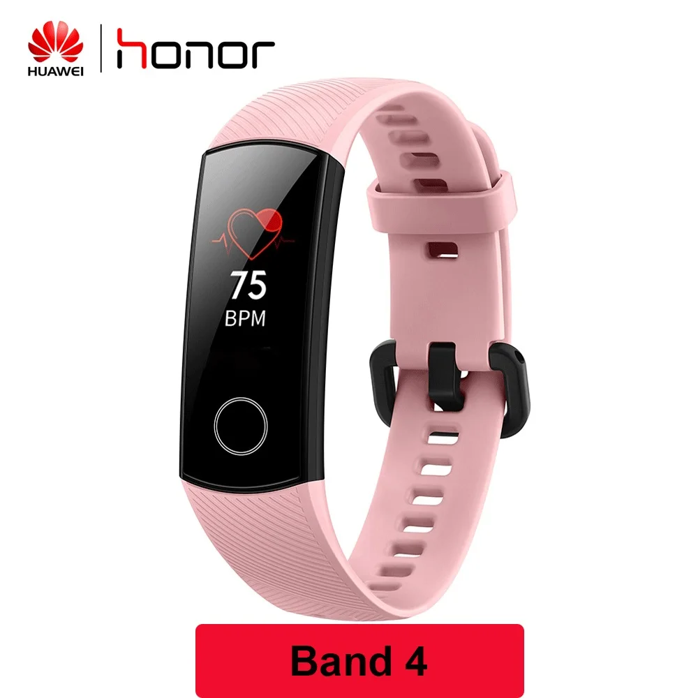 pink band4 huawei Honor Band 4 Band 5 Smart Wirstband 50m водонепроницаемый фитнес-трекер монитор сердечного ритма во время сна оснастка умный Браслет - Цвет: pink band4