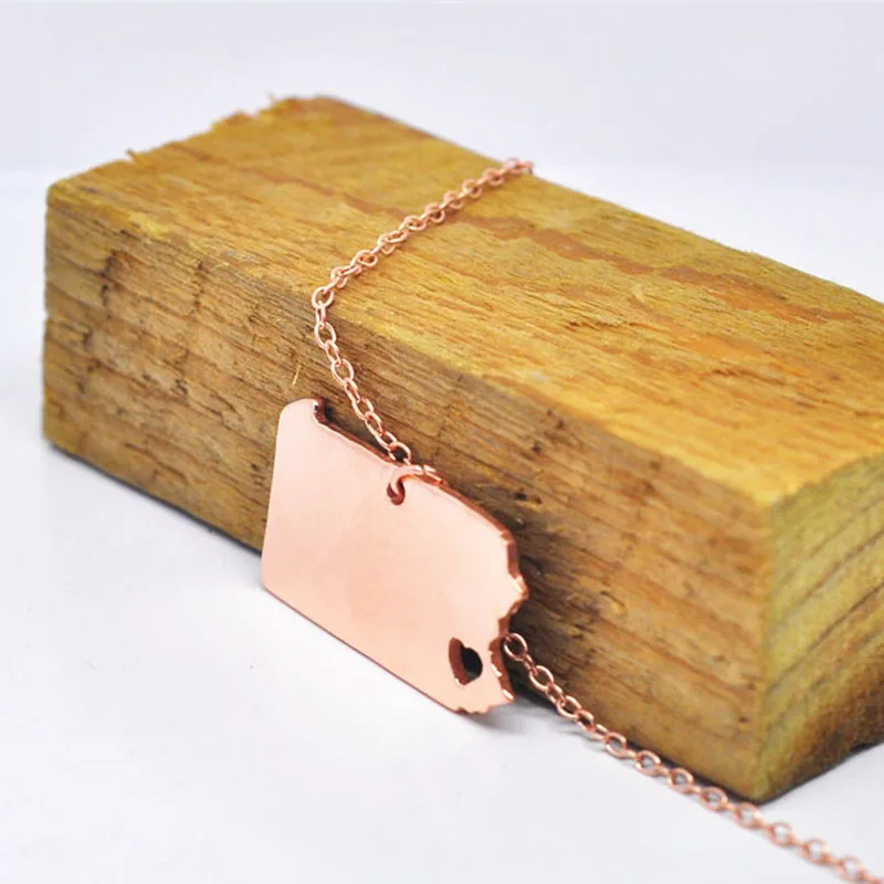 Wholesale Rose Gold Pennsylvania PA Necklace Do Any State Map Personalized Jewelry collier