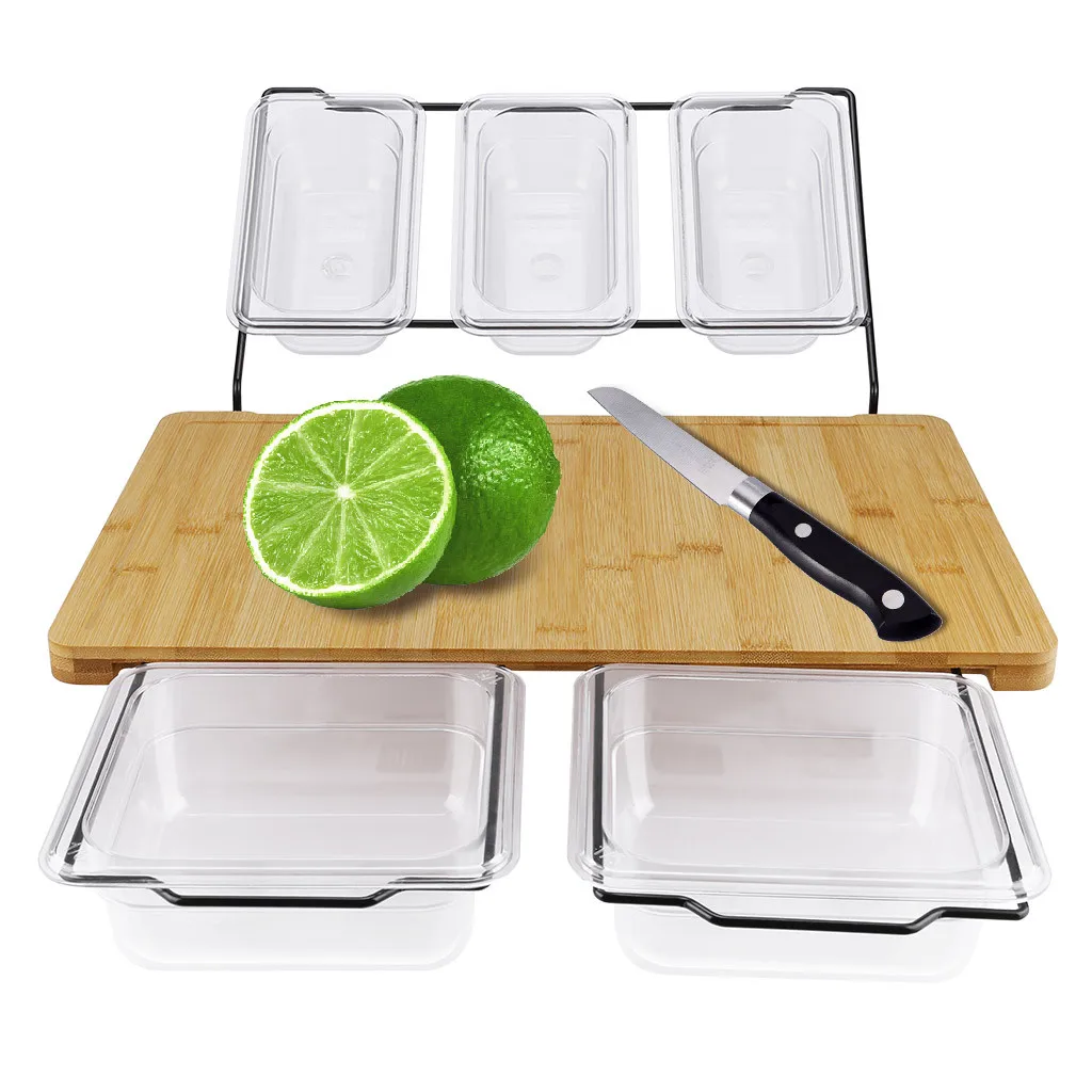 

High Capacity Cutting Board With Trays Multi-functional with 5 Draws Can Be Used for Storage Support Wholesale Dropshipping