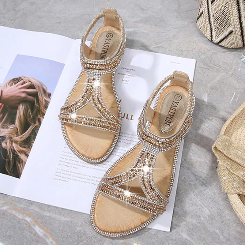de playa con cuña Metal para mujer, chanclas de cadena, zapatos de verano, novedad de 2021|Sandalias de mujer| - AliExpress