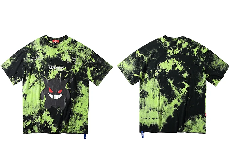 Мужская футболка в стиле хип-хоп, с принтом «Tie Dye Devil», футболка большого размера, уличная хип-хоп свободная футболка, летняя футболка с коротким рукавом, хлопковая футболка