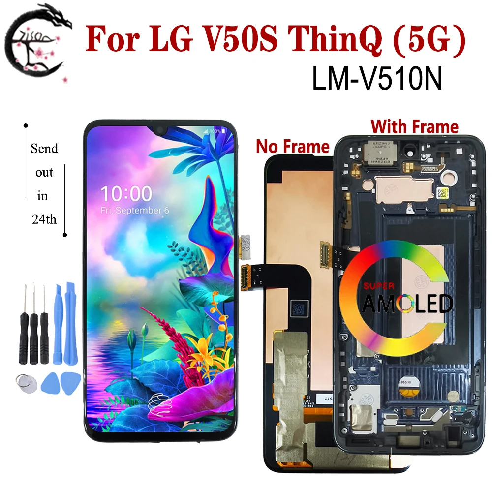 ЖК-дисплей V50S ThinQ с рамкой для LG V50s ThinQ 5G ЖК-дисплей V510, сенсорный датчик, дигитайзер в сборе, замена 6,4