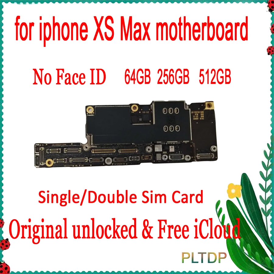 

100% Original Motherboard For iPhone XS MAX main board No Face ID single/double card, Free iCloud Unlocked Logic Board