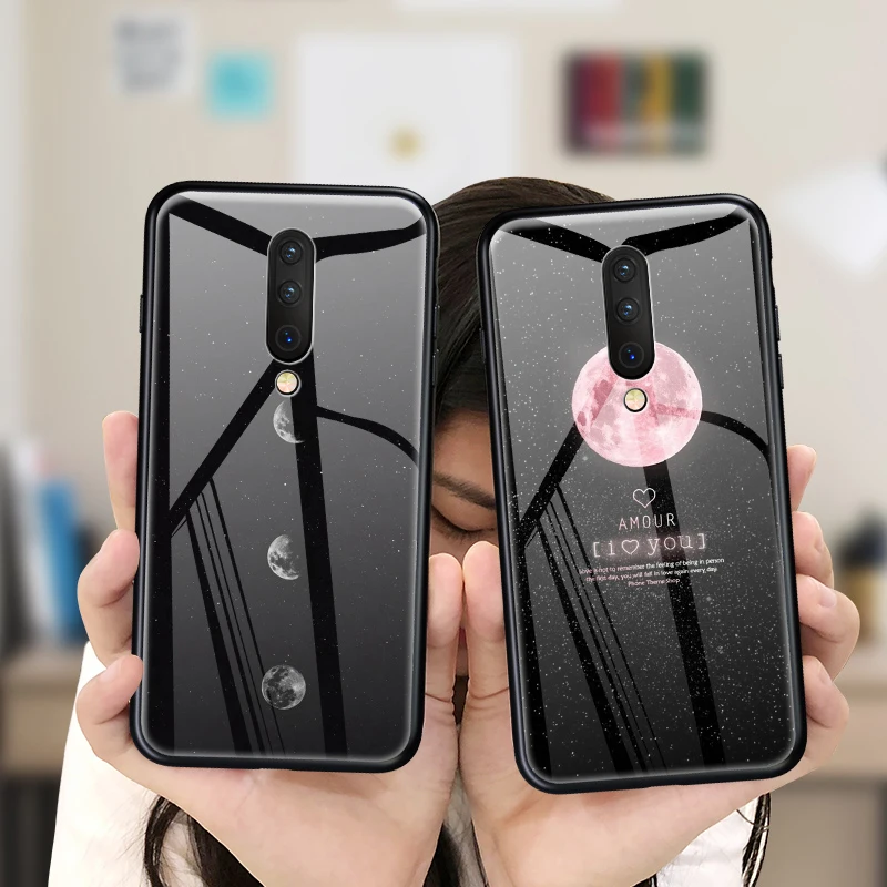 

Tempered Glass Phone Case For Oneplus 7T Pro 7 Pro 6 6T 5 5T Luxury Starry Sky Back Cover