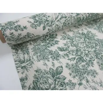 

PRINTED CANVAS TOILE oof JOUY Ref. ROMANTICA GREEN 2,45 MTS X wide 2,80 m