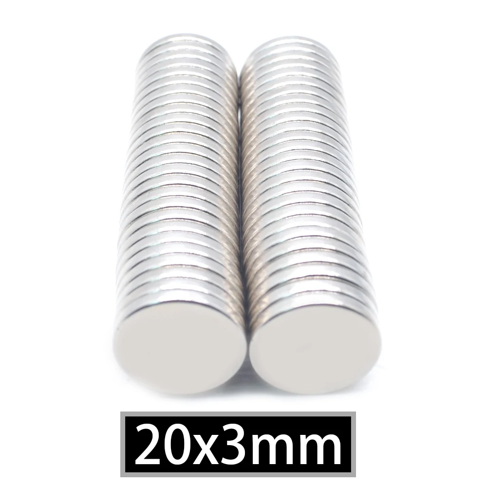10 pieces. 20mm x 3mm N35 mini super strong rare earth fridge magnet permanent magnet 20x3 small round neodymium magnet 20* 3