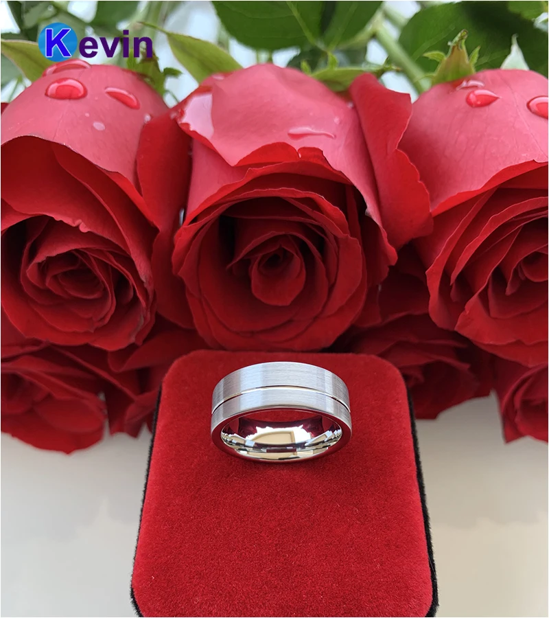 Мужское и женское обручальное кольцо из карбида вольфрама с рифленой