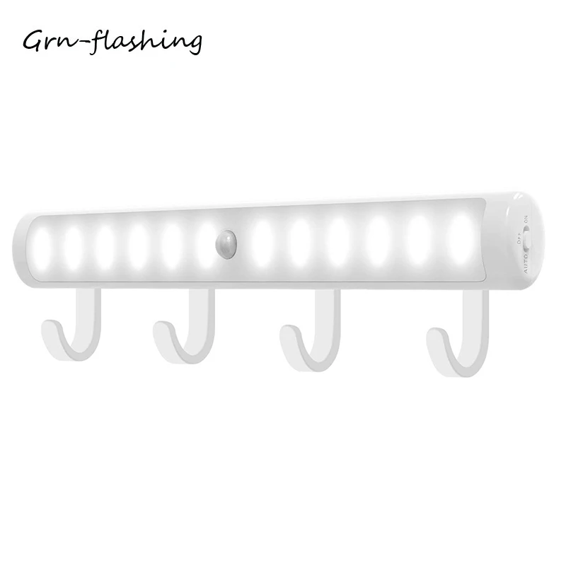 

LED Under Cabinet Light PIR Motion Sensor Closet Bedroom Dormitory Kitchen WC Lighting Lamp With Hook USB Rechargeable Function