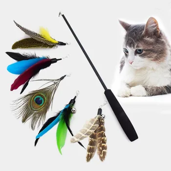

Pet Cat Toy Three-section Telescopic Teaser Cat Stick Funny Cat Wand Toy without Cat Replacement Feather Toy Accessories