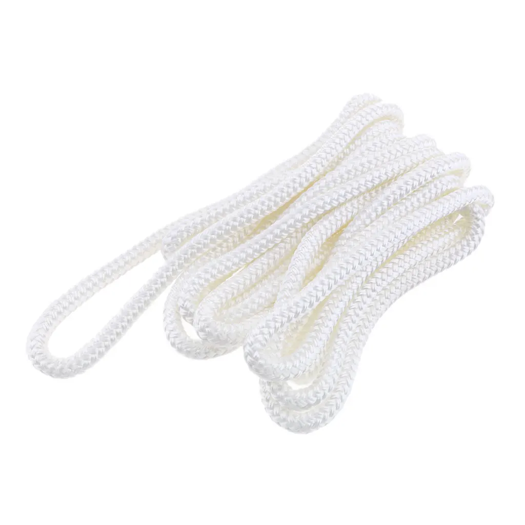 3/8 Inch x 15 Ft White Double Braid Nylon Mooring and Docking Line for Boats
