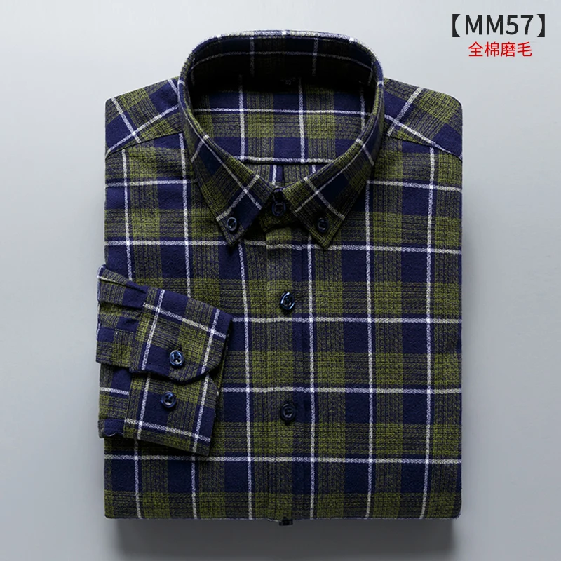 MM57 Плюс-Размер 5XL 6XL 7XL 8XL подушки из чистого хлопка в клетку модные рубашки с длинным рукавом для мужчин толстый парень дизайн формальный Social 110 кг 120 кг 130 кг - Цвет: MM57