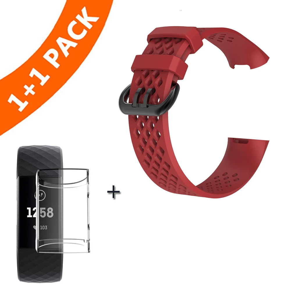 Red Ремешок для Fitbit Charge 3 Band Силиконовый сменный Браслет для Fitbit Charge 3 с TPU чехол Защитный для Fitbit Charge 3 - Цвет: Red