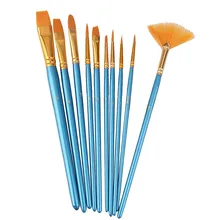 New-10pcs синяя ручка нейлоновые волосы многофункциональные кисти для краски