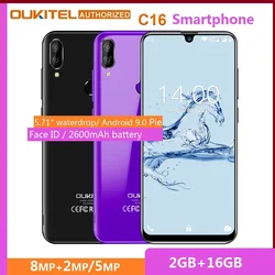 OUKITEL C16 смартфон, экран 5,71 дюймов, Android 9,0, 2 Гб ОЗУ 16 Гб ПЗУ