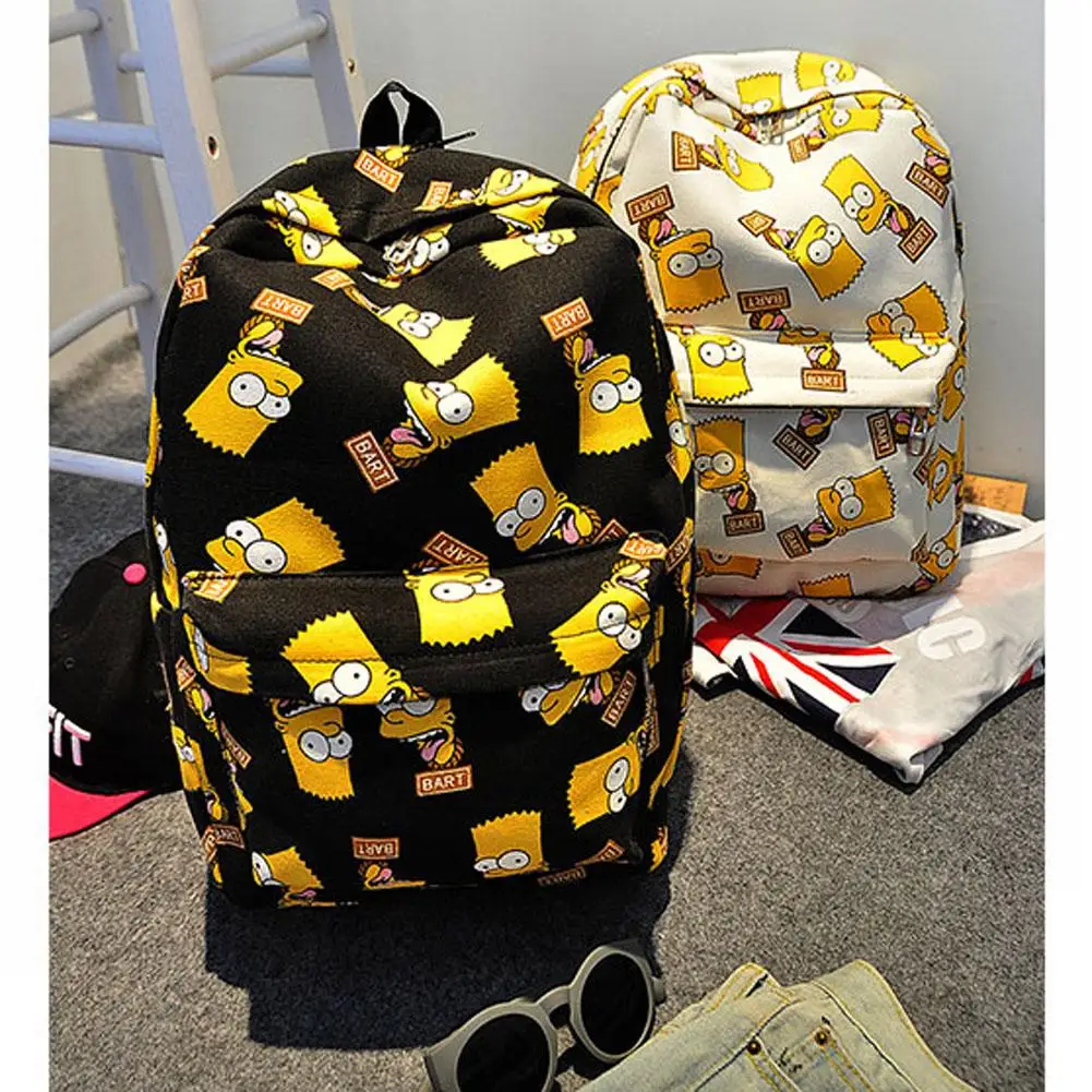 Mochila de lona con estampado de dibujos animados para chicas adolescentes, morral escolar de lona con estampado de dibujos animados, informal, de hombro, de viaje