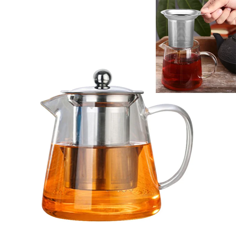 

450ml 750ml 950ml Glass Teapot High Temperature Resistant Loose Leaf Flower Tea Coffee Pot w/Infuser Strainer Lid Oolong Tea Pot