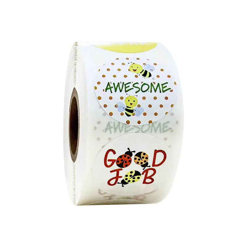

500 Pcs/roll Teacher Reward Stickers Bee Ladybird Pattern for Children for Students Teachers Classroom Use Kids Toys Stickers