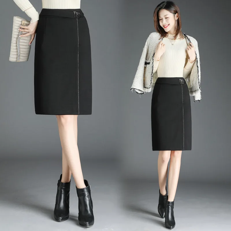 

Shanghai New Europe Sang 2019 Autumn And Winter One-step Skirt High Waist Skirt