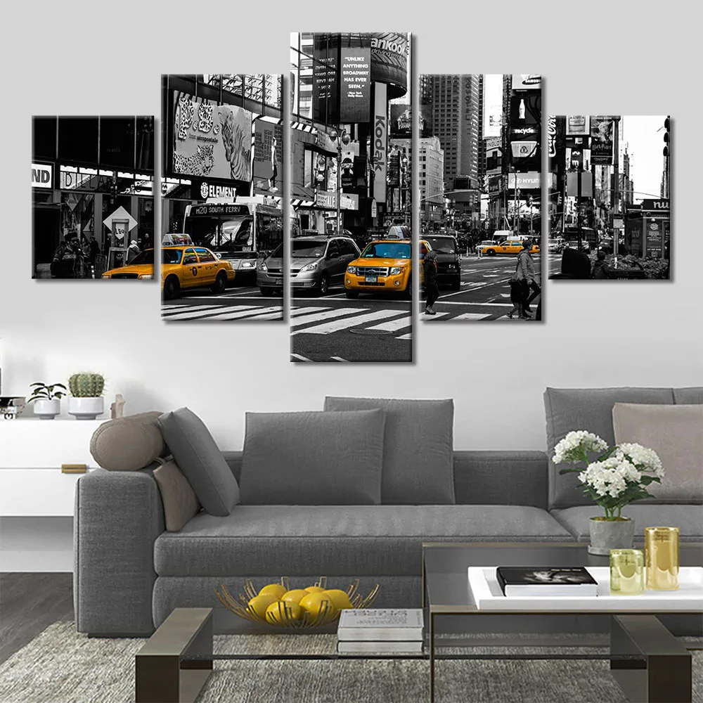 

No Framed Canvas 5Pcs New York Street Scenery Posters Wall Art Pictures Home Decor Accessories For Living Room Bedroom Paintings