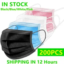 200Pcs Adult Disposable Mask Comfortable Face Cover Masks Waterproof Mouth Face mask Fashion For Outdoor Sports Mascarillas