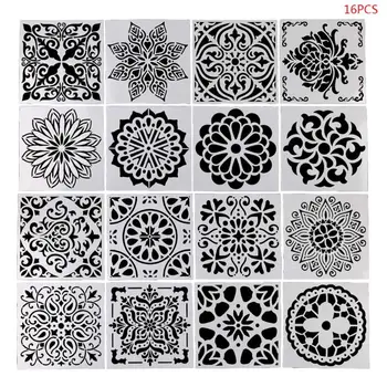 

16pcs/set Mandala Drawing Template Ruler Stencil Painting Board DIY Album Decoration Tool Craft School Supply