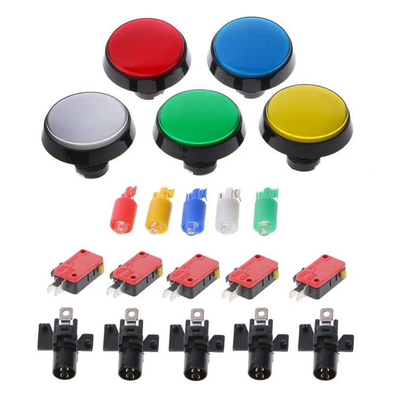 

5 Pcs/Set 5 Colors 60mm Round Push Button Switch For Game Player Arcade Joystick