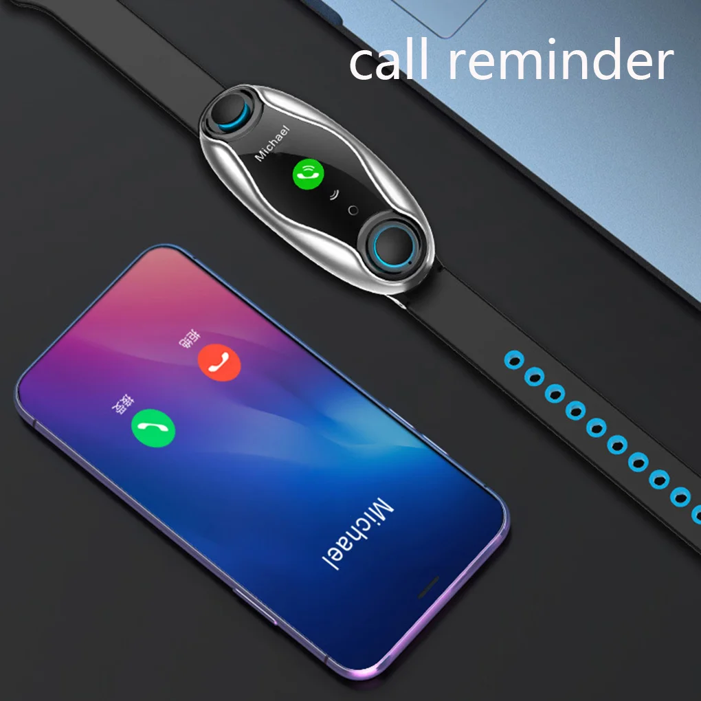 2-в-1 T90 Bluetooth 5,0 наушники Беспроводной наушники Фитнес смарт-браслет Смарт-часы