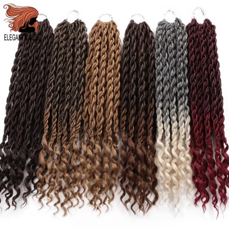 Элегантные Музы богемные вязанные косички Faux locs Curly вязанные волосы 18 дюймов 24 пряди Омбре косички для наращивания синтетические волосы