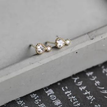 

CMajor 9K Solid Gold Earring Fashion Temperament Delicate Lovely Sweet Heart-shaped Minimal Simple Stud Earrings Gift for Women