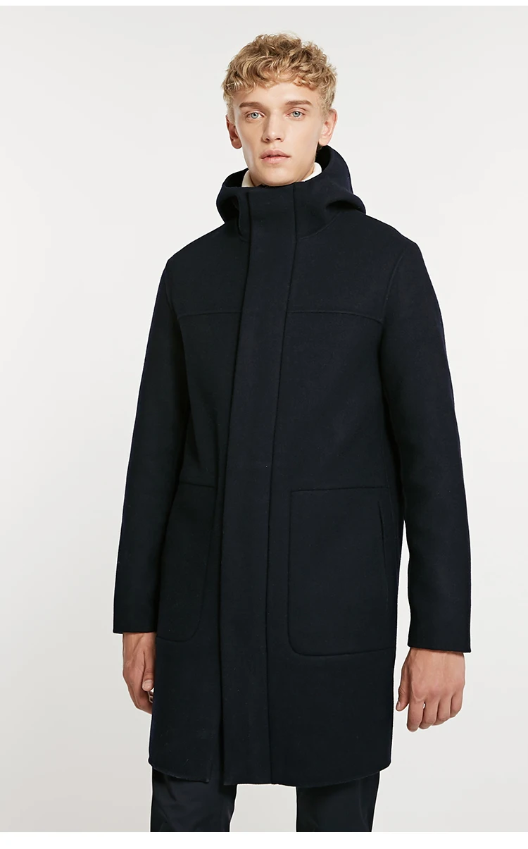 JackJones зимнее мужское Свободное длинное шерстяное пальто со стоячим воротником модная мужская одежда 218427505
