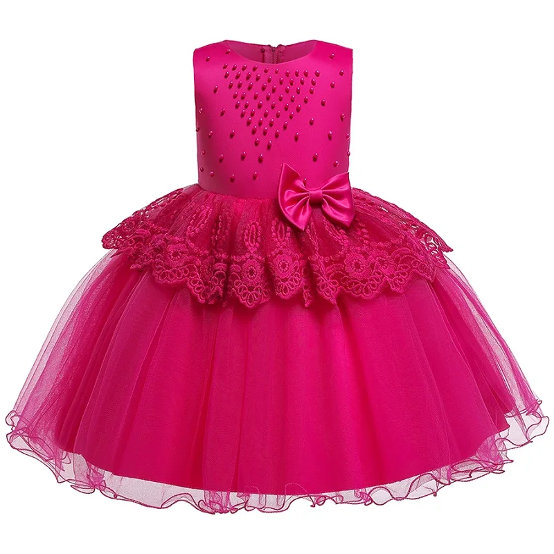 Вечерние Платья с цветочным узором для девочек на год, для причастия, для торжественных танцев, для вечеринок, пышное платье принцессы для девочек, для дня рождения, вечерние платья для вечеринок - Цвет: rose red