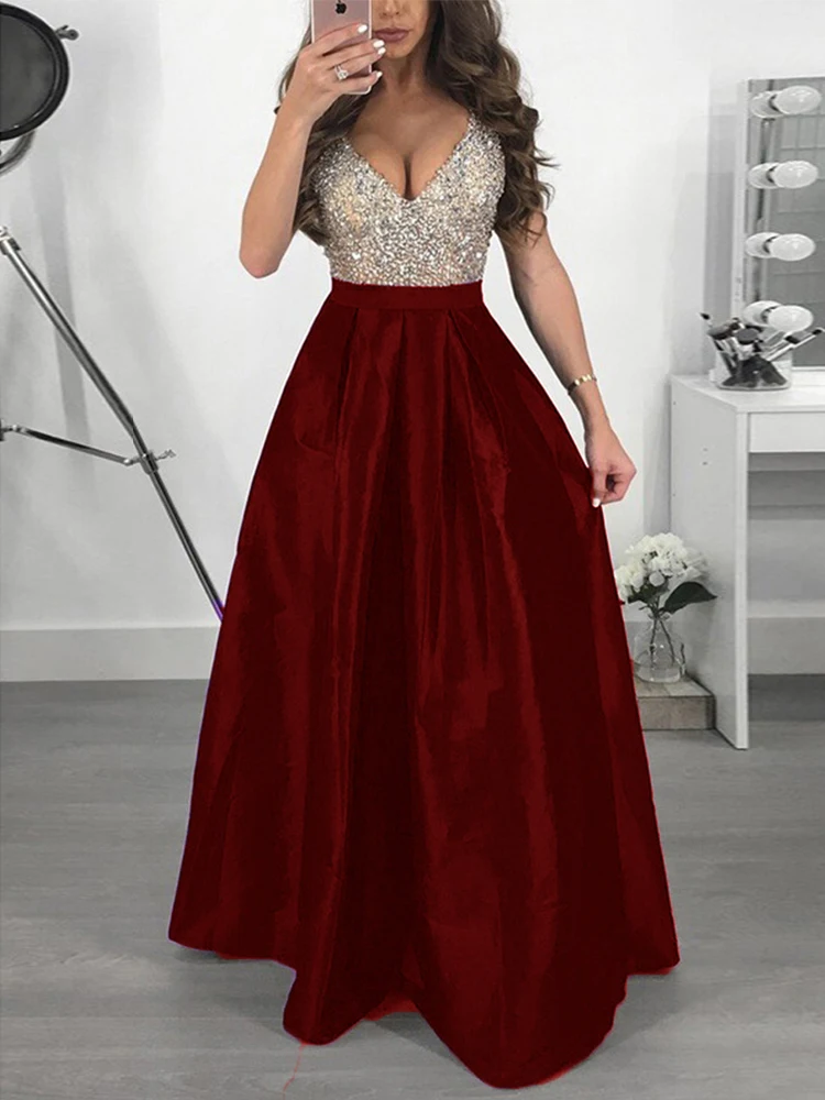 Burgundy LORIE Роскошные Бисероплетение Бургундия атласные платья для выпускного вечера Длинные для женщин без рукавов с открытой спиной Формальные вечерние платья длиной до пола - Цвет: Burgundy