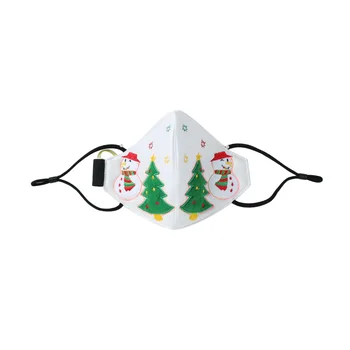 

Christmas 7 Colors Voice Control Led Mask Face Mask with Light,Christmas Decoration USB Rechargeble for Parties Halloween