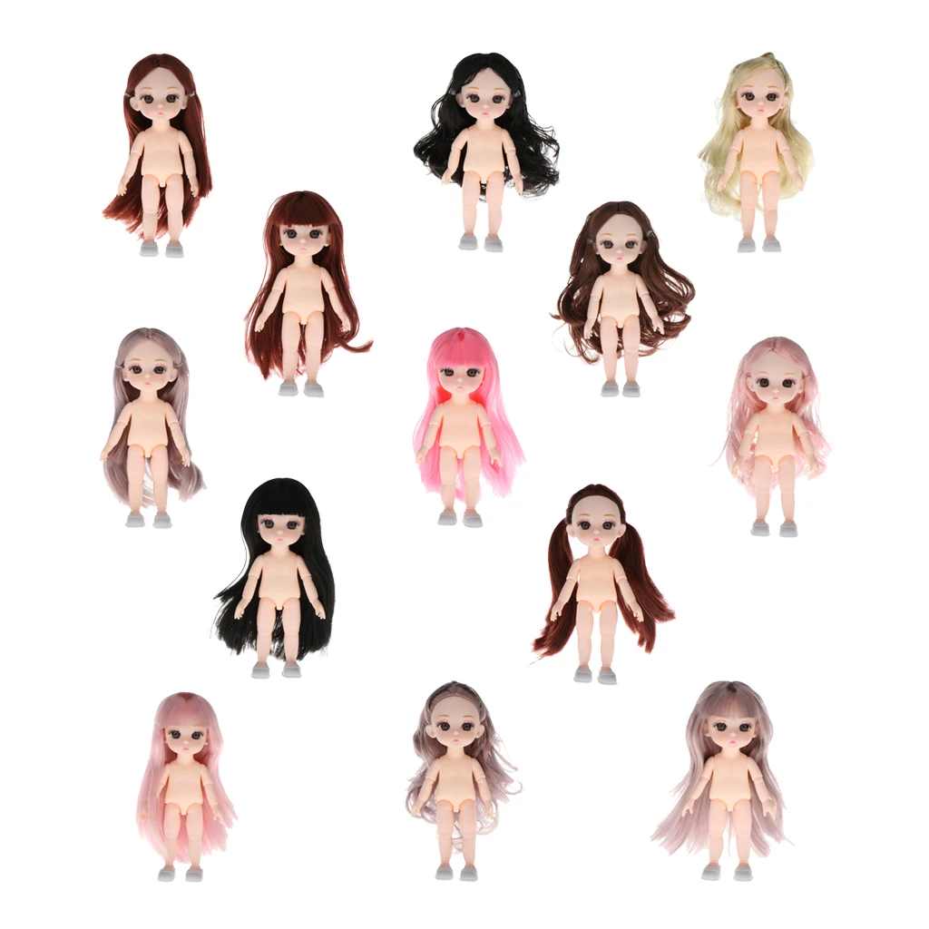 Lovely 13 Ball Joints 1/12 BJD Girl Doll 3D Eyes DIY Supplies Birthday Gift Naked Body Fashion Dolls | Игрушки и хобби