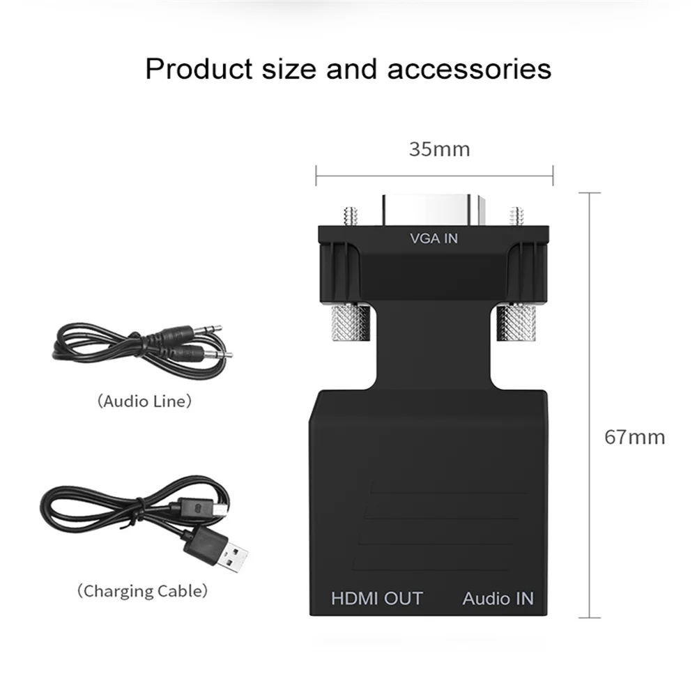 1080P VGA в HDMI адаптер для проектора монитор HDTV ноутбук с 3,5 мм аудио выход аналого-цифровой AV конвертер кабель