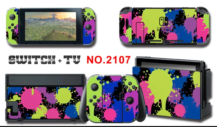 1set New Cute Anime Full Body Sticker for NS Switch Protective Cover Skin Colorful Art for Game Console Joy-Con Controller Decor