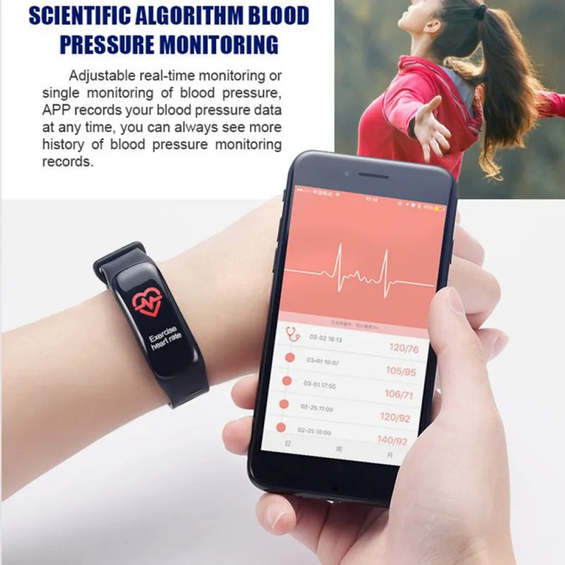C1Plus, умный браслет, цветной счетчик шагов, фитнес-трекер, пульсометр, измеритель артериального давления, смарт-браслет для IOS, Android, наручные часы