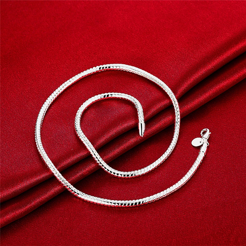 silver necklace 16/18/20/24/22/24/26/30 Inch 3mm Snake Chain For Woman Man