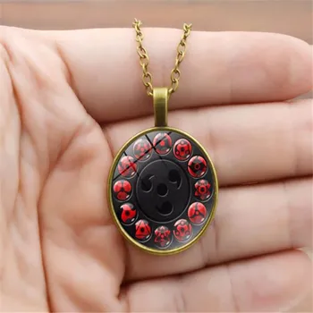 

Glass Naruto Shippuden Pendant Necklace Round Naruto Sharingan Eye Chain Necklace Vintage Jewelry