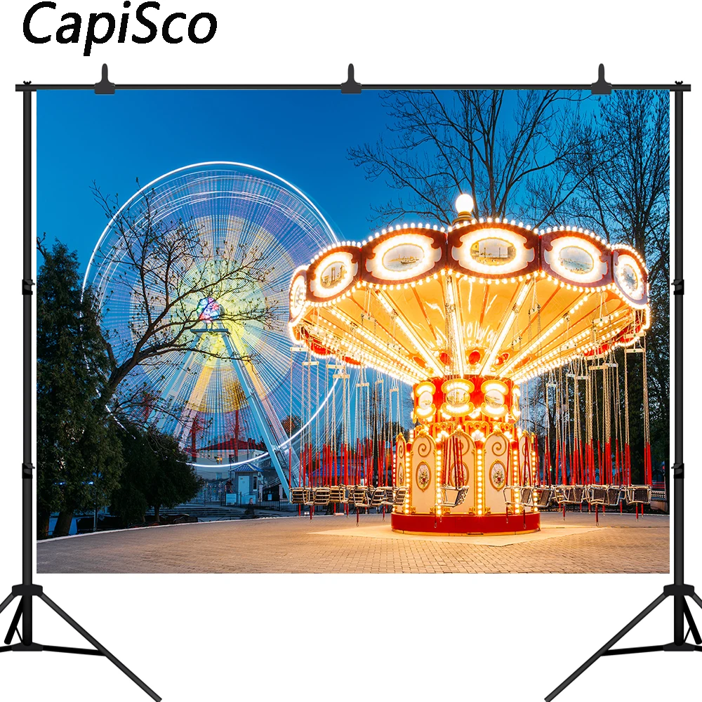 

Capisco Photography Background Amusement Ferris Wheel Carousel Party Light Baby Portrait Photo Backdrops Photo Shoot