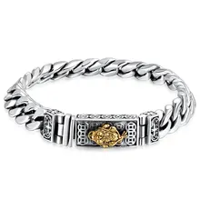 Cigovo925 Серебряный браслет мужской одиночный простой уличный хип-хоп модный мужской ретро ручной орнамент Chaoren надпись