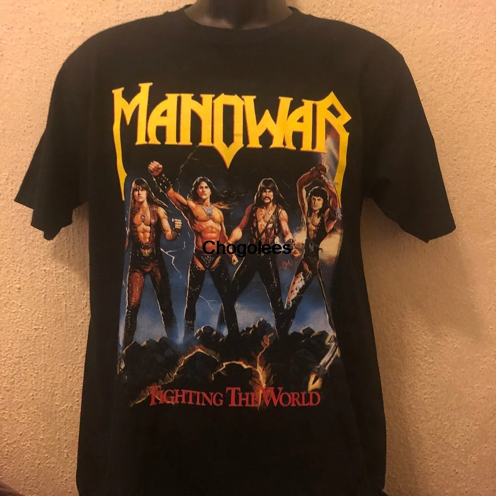 MANOWAR 'Fighting the World' 2 Sided Mens Black T shirt 80s Metal Excellent  Condition - AliExpress