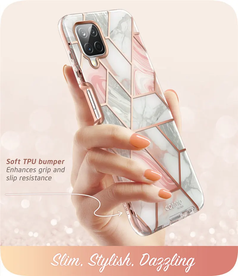 For Samsung Galaxy A12 Case (2020 Release) I-BLASON Cosmo Full-Body Marble Case Rugged Cover WITH Built-in Screen Protector