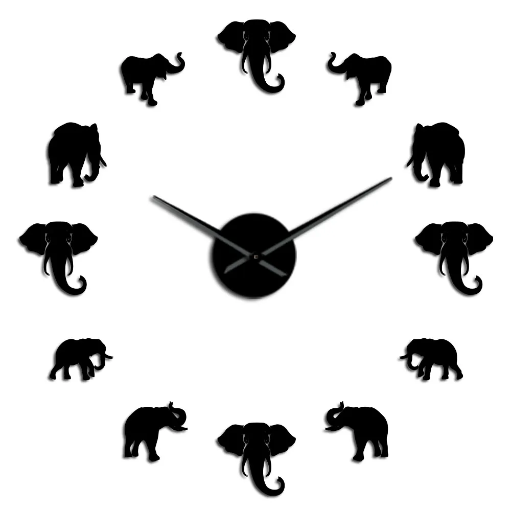 WALL CLOCK ELEPHANT 25cm Clock Wildlife Animal Nature Calm Home Decor diy 1063 