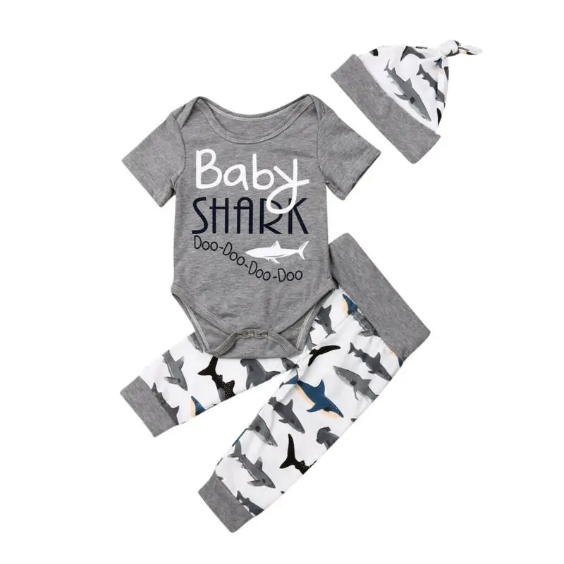 Брендовый комбинезон с длинными рукавами и акулой для маленьких мальчиков и девочек от 0 до 24 месяцев, Детский костюм