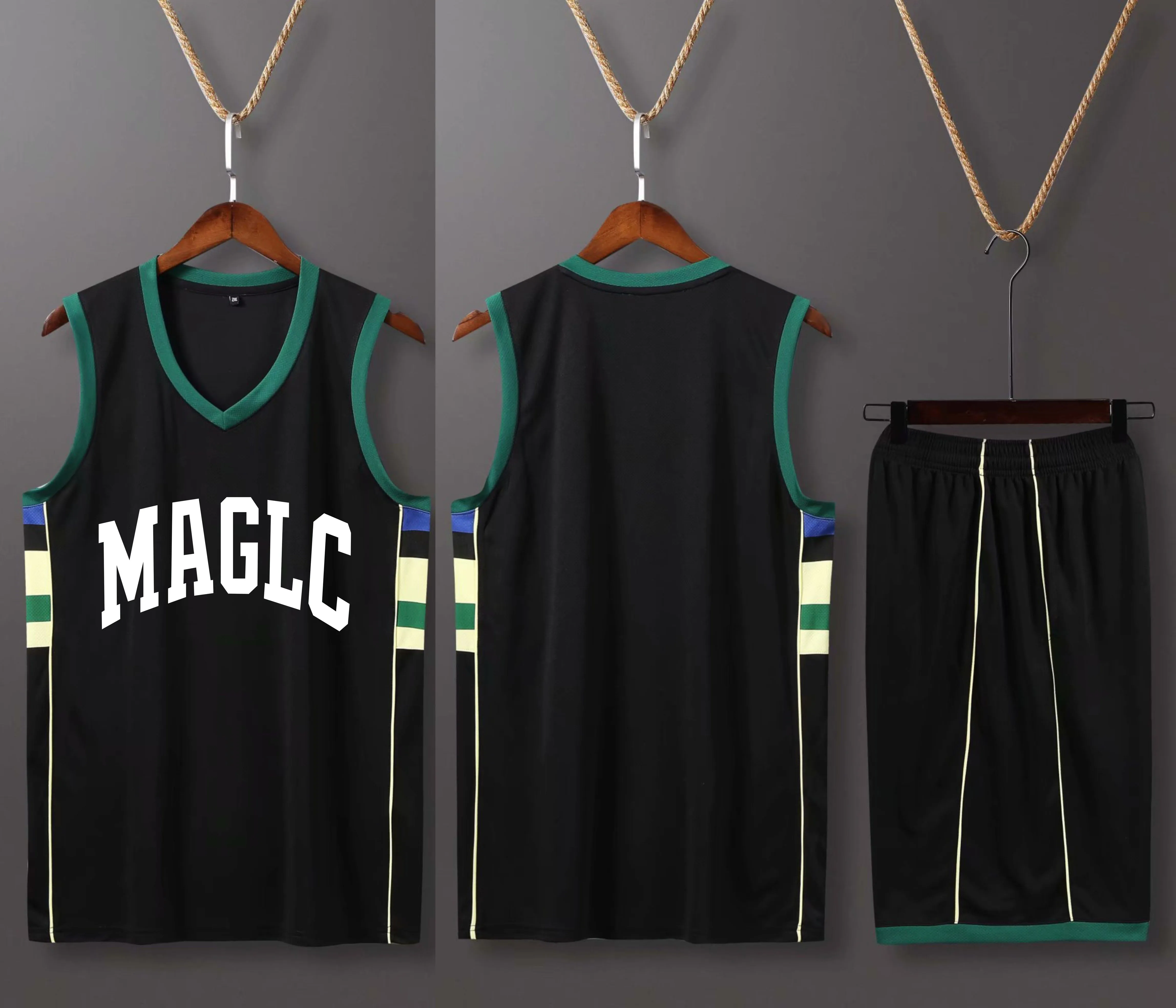 Black MAGLC Высококачественные мужские и мальчики MAGLC баскетбольные Джерси шорты с боковым карманом, Заказная баскетбольная Футболка Светоотражающая Униформа колледжа - Цвет: Black MAGLC