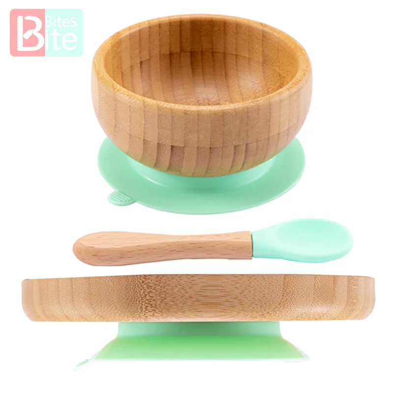 3 шт./компл. бамбуковая чаша для кормления детей с силиконовой ложкой столовая