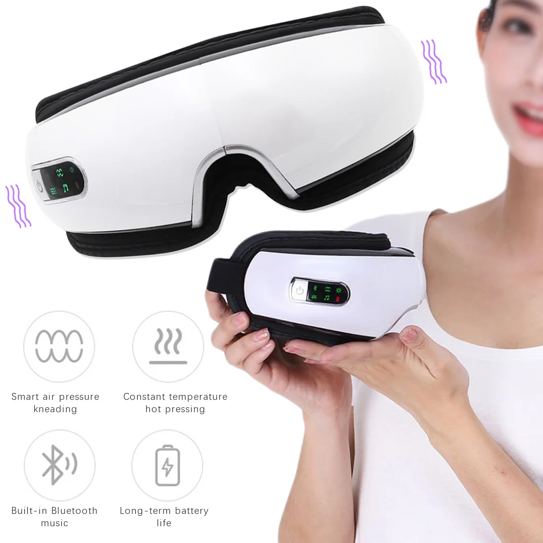 Eye Massager Rechargeable Electric Vibration Air Pressure Bluetooth