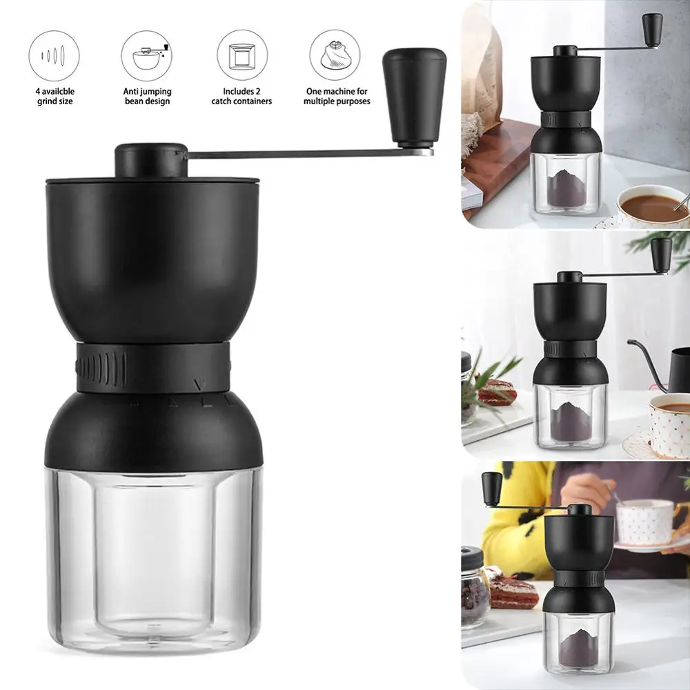 

Manual Ceramic Coffee Grinder Stainless Steel Glass Adjustable Coffee Bean Mill With Storage Jar Easy Clean Kitchen Tools